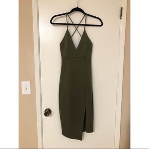 Olive Green Bodycon Midi Dress